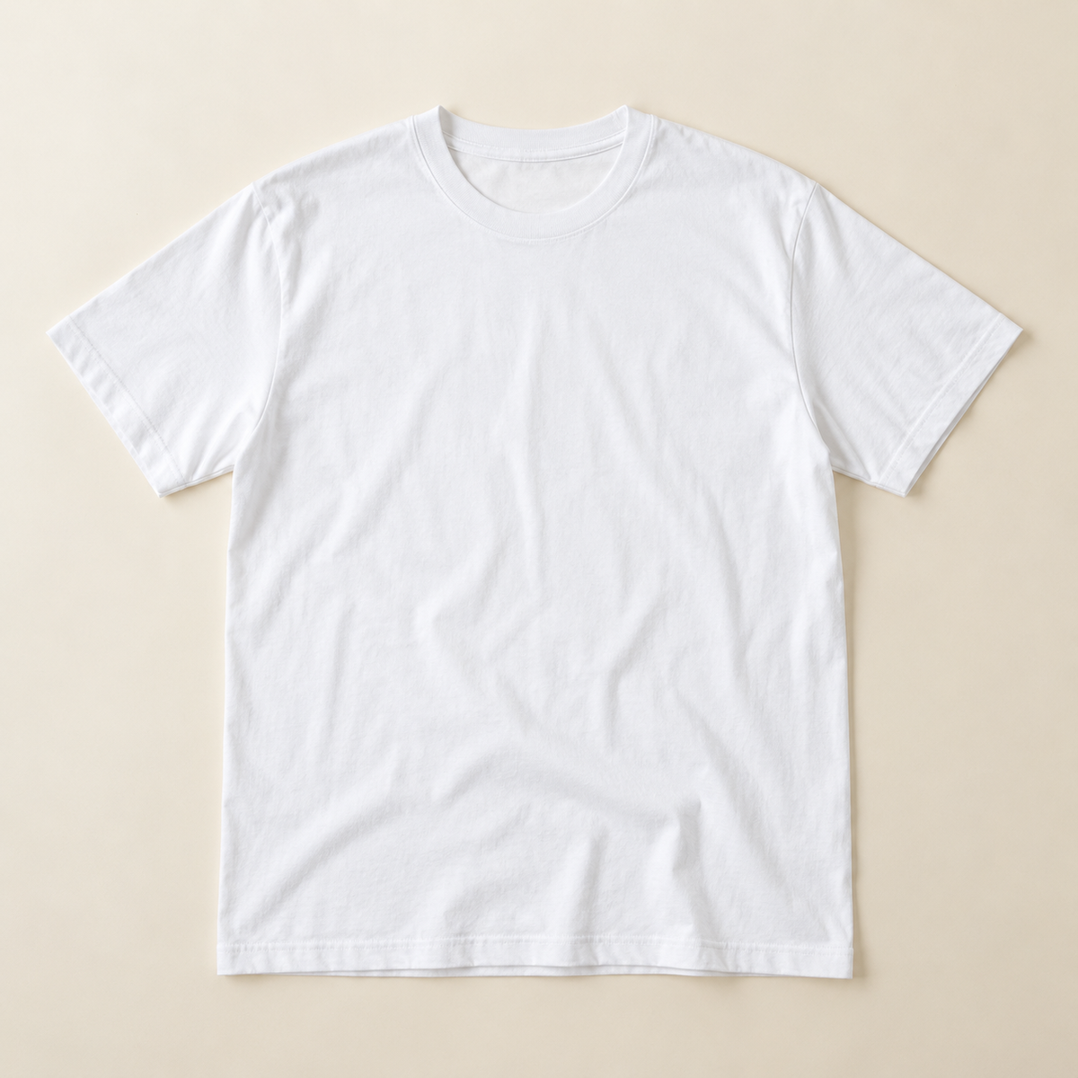 Blank white T-shirt shown from the front as an example for a custom design
