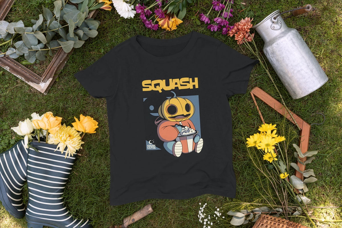 Cotton Pumpkin Tee, Unisex Halloween Shirt with Popcorn Graphic