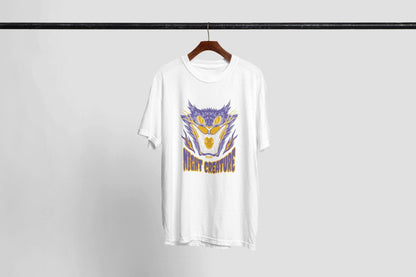Night Creature Shirt, Purple And Gold Horror Graphic Tee, Unisex Halloween T-Shirt