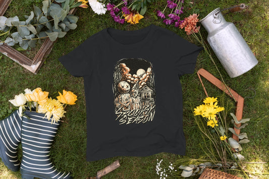 Spooky Season Shirt, Black 100% Cotton Vintage Horror Graphic Tee, Unisex S-XL