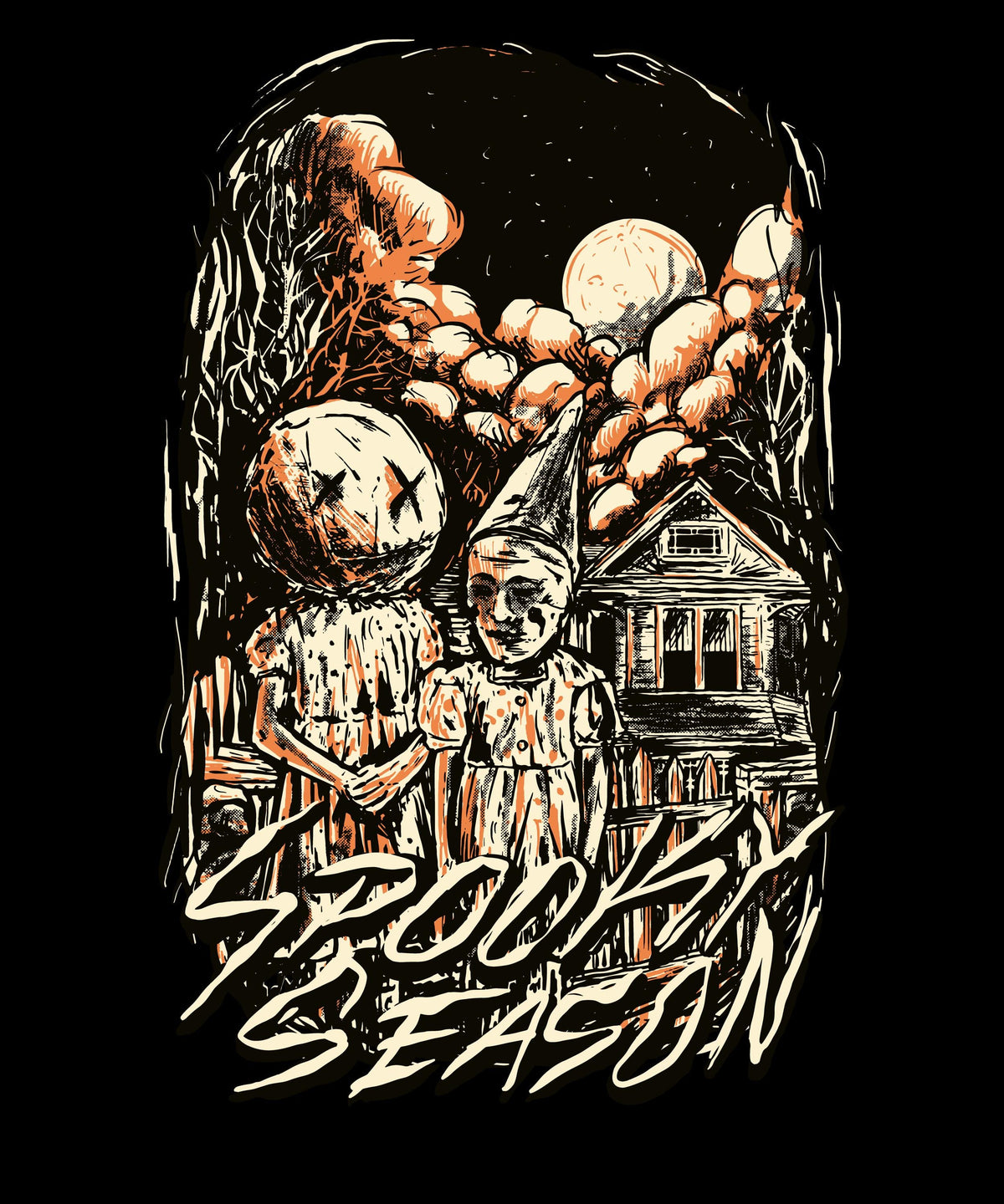 Spooky Season Shirt, Black 100% Cotton Vintage Horror Graphic Tee, Unisex S-XL
