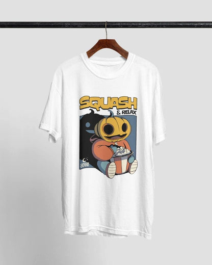 Cotton Pumpkin Tee, Unisex Halloween Shirt with Popcorn Graphic