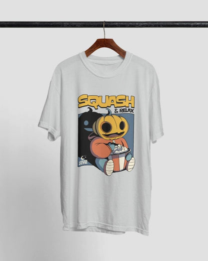Cotton Pumpkin Tee, Unisex Halloween Shirt with Popcorn Graphic