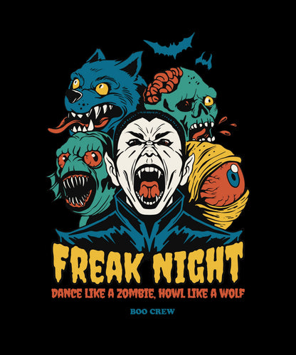 Freak Night Halloween Graphic Tee, Retro Monster Party Shirt