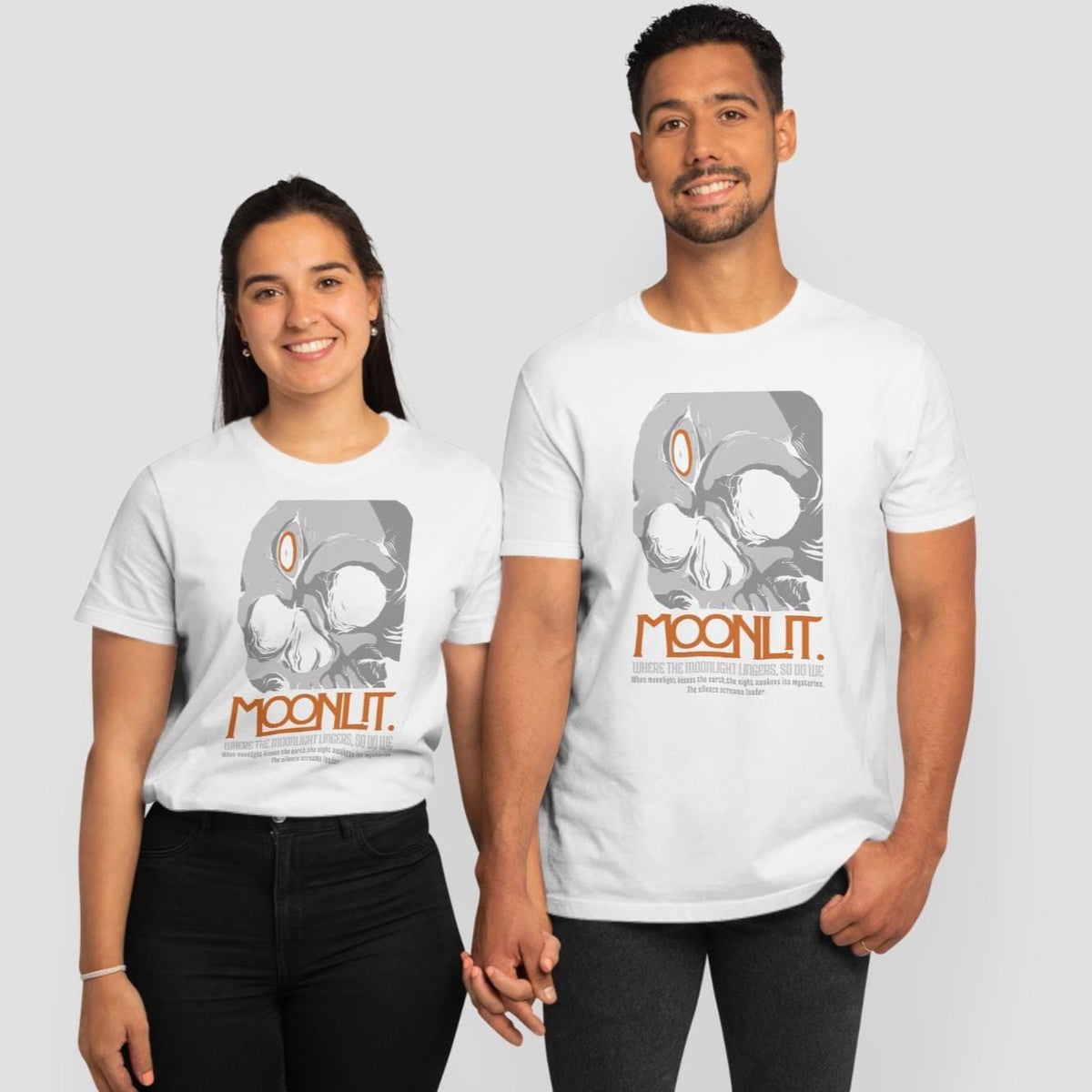 Moonlit Skull Graphic Tee, Gothic Halloween T-Shirt, Dark Streetwear