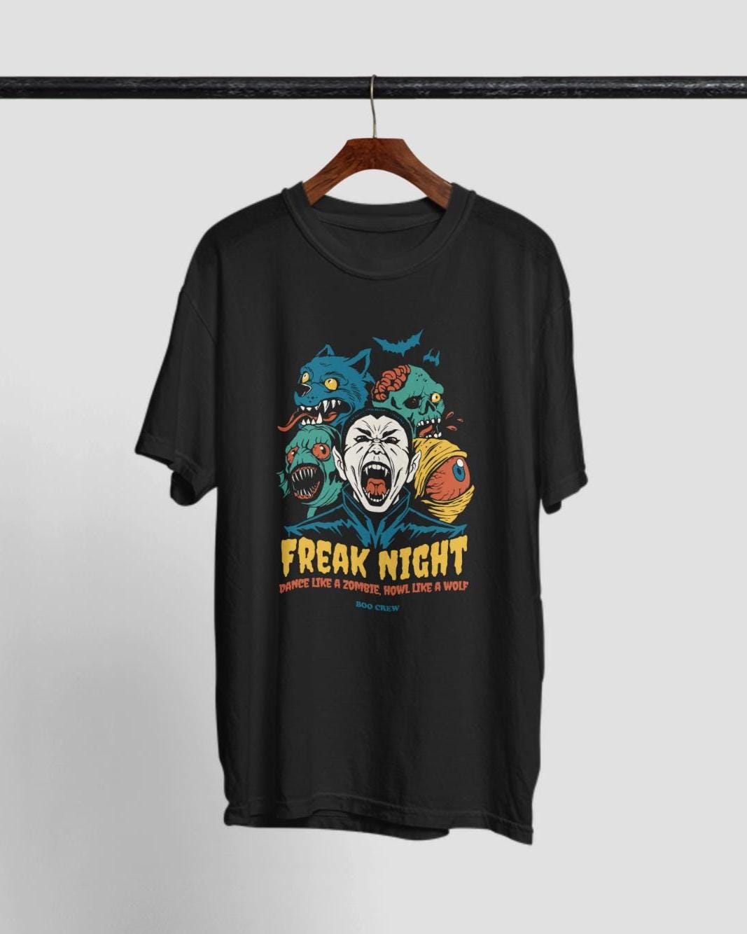 Freak Night Halloween Graphic Tee, Retro Monster Party Shirt