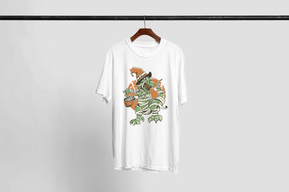 Halloween Dinosaur Shirt, Mummy Dino Witch Hat Graphic Tee