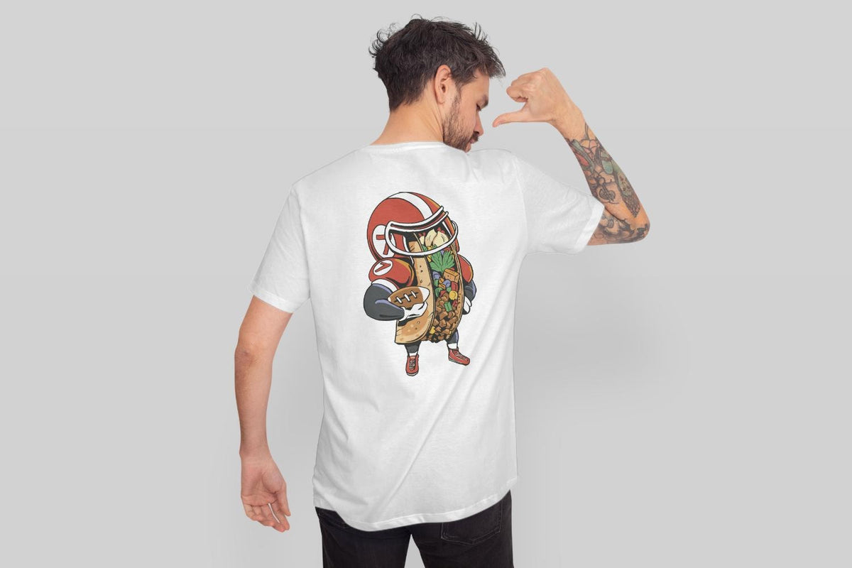 Football Taco Shirt, Game Day Graphic Tee, Tailgate T-Shirt (Back Print)