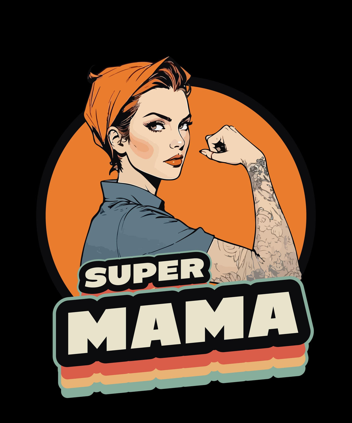 Super Mama retro graphic T-shirt for moms — product photo 6