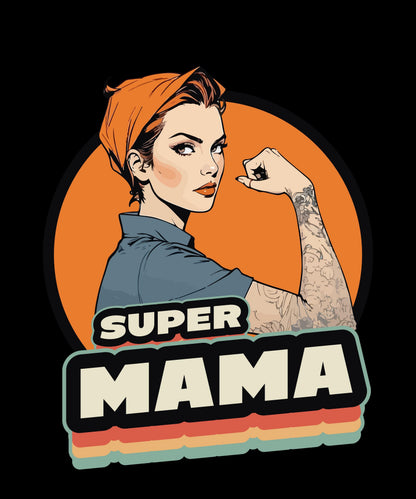 Super Mama retro graphic T-shirt for moms — product photo 6