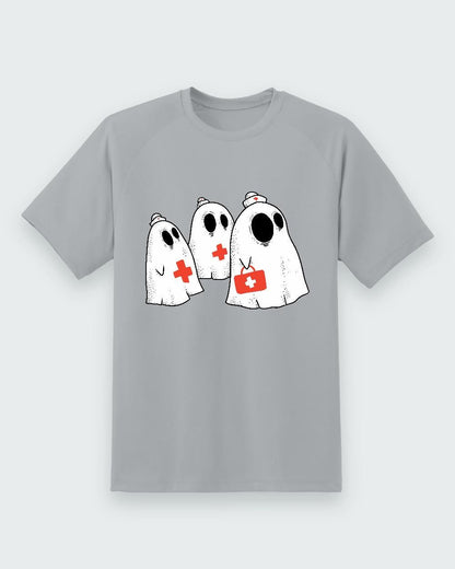 Sport Grey T-shirt front with three nurse ghosts graphic