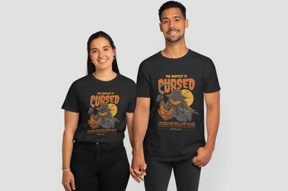 Halloween Scarecrow T-Shirt, Black Cotton Unisex Horror Graphic Tee