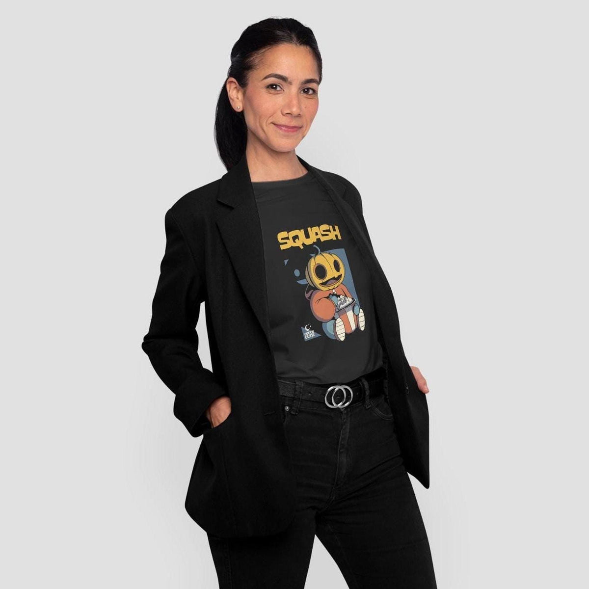 Cotton Pumpkin Tee, Unisex Halloween Shirt with Popcorn Graphic