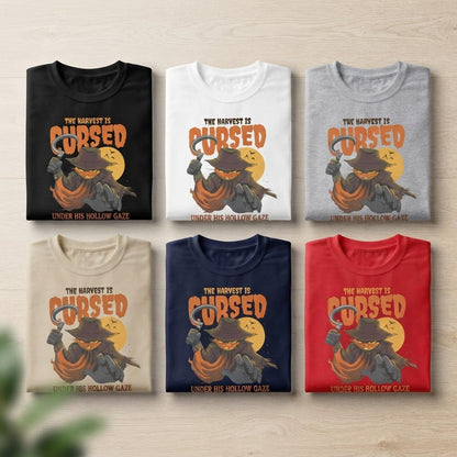 Halloween Scarecrow T-Shirt, Black Cotton Unisex Horror Graphic Tee