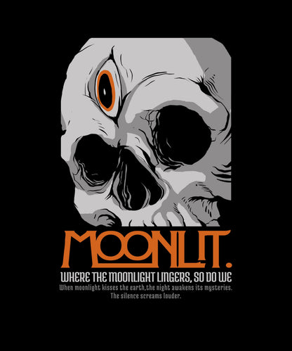Moonlit Skull Graphic Tee, Gothic Halloween T-Shirt, Dark Streetwear