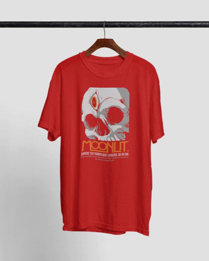 Moonlit Skull Graphic Tee, Gothic Halloween T-Shirt, Dark Streetwear