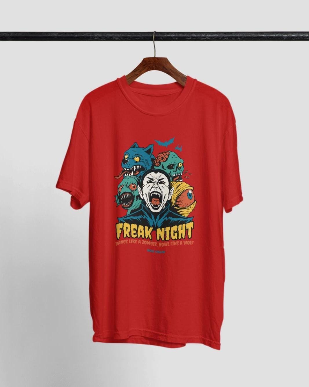 Freak Night Halloween Graphic Tee, Retro Monster Party Shirt