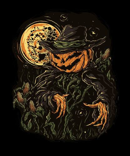 Pumpkin Scarecrow Halloween Shirt, Vintage Horror Graphic Tee, Midnight Harvest