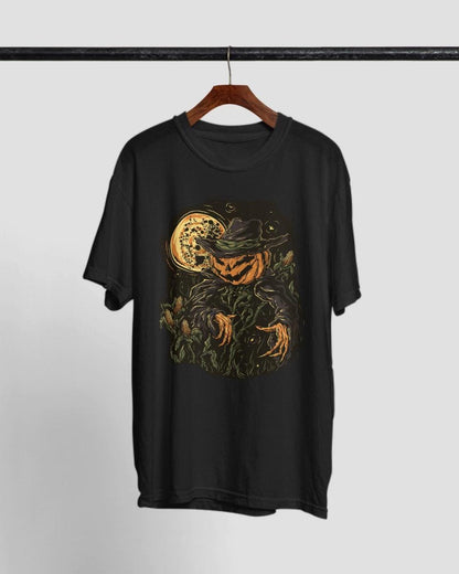 Pumpkin Scarecrow Halloween Shirt, Vintage Horror Graphic Tee, Midnight Harvest