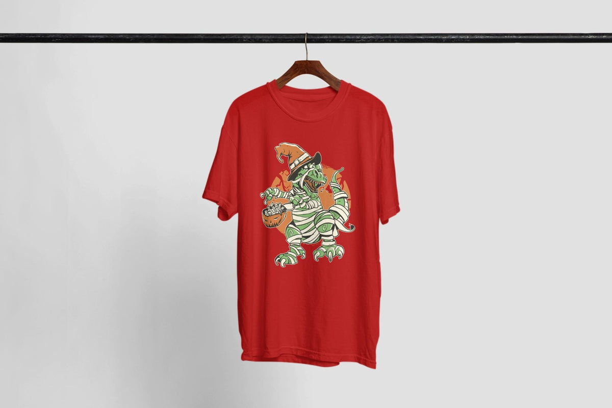 Halloween Dinosaur Shirt, Mummy Dino Witch Hat Graphic Tee