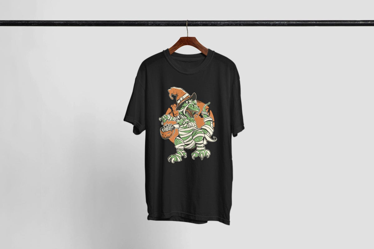 Halloween Dinosaur Shirt, Mummy Dino Witch Hat Graphic Tee
