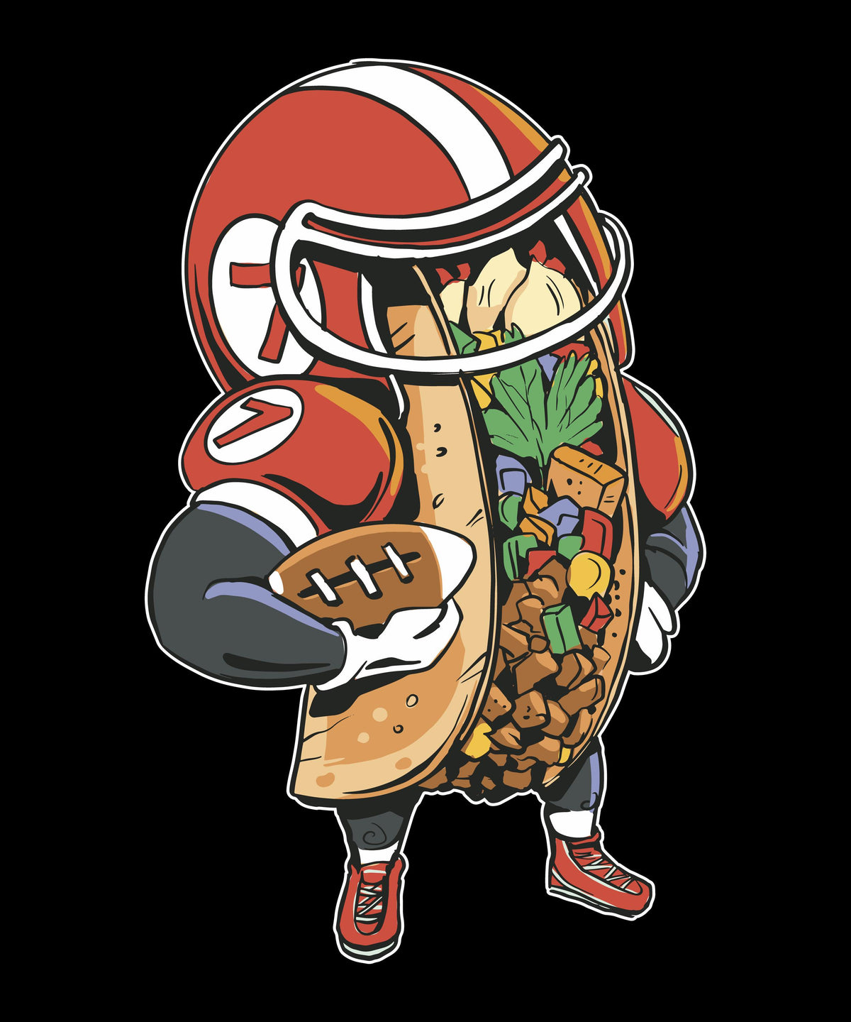 Funny Football Taco Shirt, Game Day Graphic Tee, Tailgate T-Shirt, Taco Lover Gift, Unisex Back Print Shirt