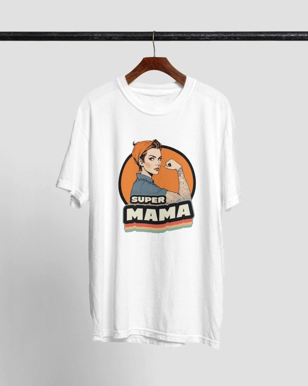 Super Mama retro graphic T-shirt for moms — product photo 5